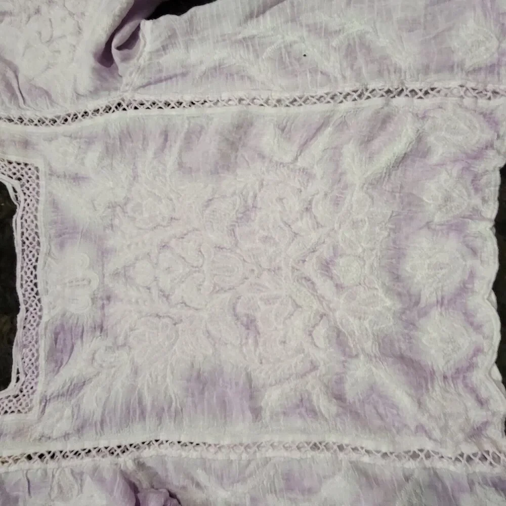 Democracy Womens Embroidered Top Purple Sz Small